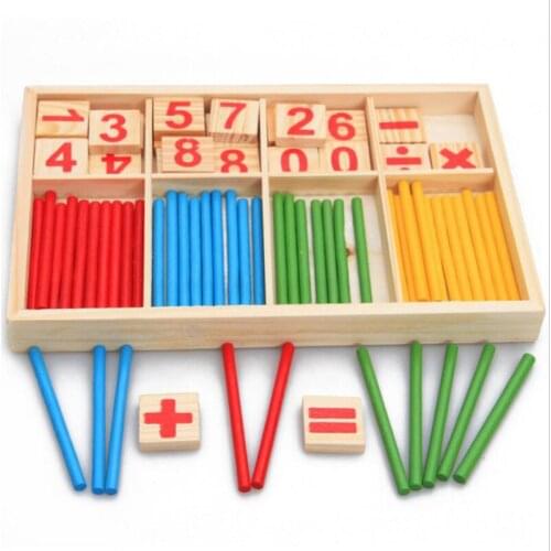 Colorful Bamboo Counting Sticks Baby Toy Montessori Teaching Aids Counting Rod Kindergarten Mathematics Learning Educational Toy