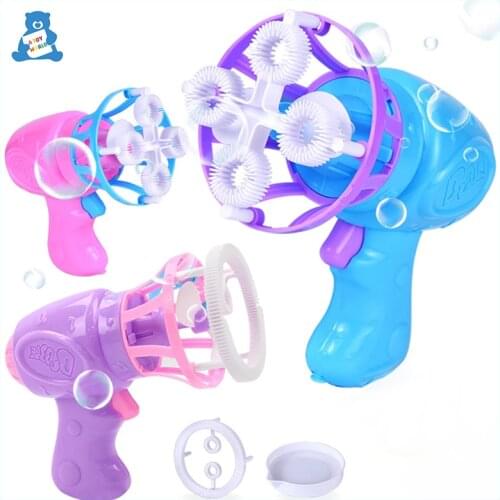 Kids Toys Electric Bubble Machine Summer 2 in 1 Automatic Bubble Gun With Mini Fan Children Machine Gun Bubble Blower Kids Gift