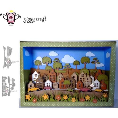 Piggy Craft metal cutting dies cut die mold Tree house car side edge Scrapbook paper craft knife mould blade punch stencils dies