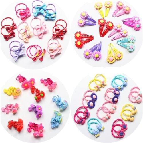 20PCS/Lot Girls Cute Boutique Hair Bows Barrettes Clips Children Safe Elastic Hair Bands Holder Baby Hair Accessories