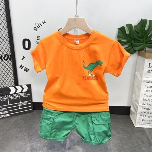 Children Baby boys Clothes Set Summer Toddler Boy Short Sleeve T-shirt Two-piece Sets Cotton Kids Infant Clothing Outfits 2-7yea