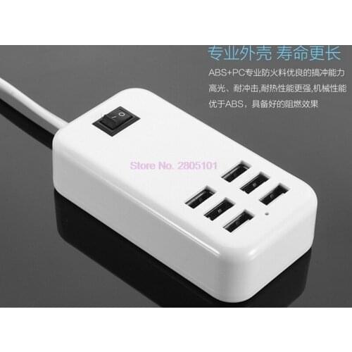 By dhl 200pcs Eu Plug 4 6Ports Multiple Wall Usb Charger 15W 3A Smart Adapter Mobile Phone Charging Data Device For Iphone Ipad