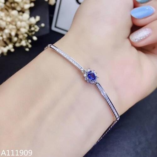 KJJEAXCMY boutique jewelry 925 sterling silver inlaid Natural sapphire female Bracelet support detection