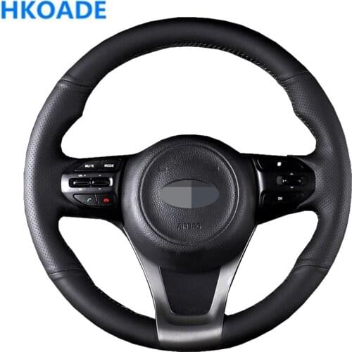 DIY Hand-stitched Black Soft and Comfortable Artificial Leather Car Accessories Steering Wheel Cover For Kia K5 Optima 2014 2015