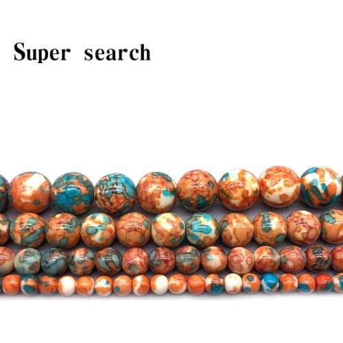 Natural White Blue Dark yellow stones Round Loose Beads 15" Strand 4 6 8 10 12MM Pick Size For Jewelry diy Bracelet Woman