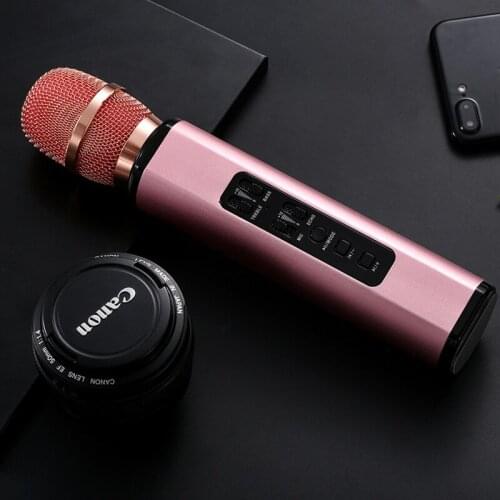 K6 Mobile Phone Karaoke Microphone Mini Handheld Wireless Bluetooth Audio Integrated Singing Dual Speaker Recording Interviews