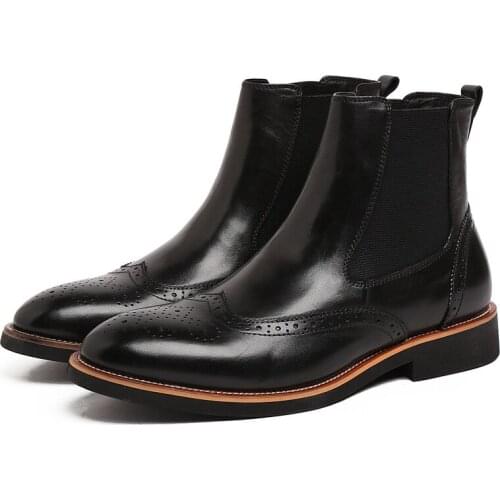 New Arrival Male Chelsea Ankle Boots Luxury Brand Man Comfortable Casual Shoes Men Genuine Leather Male Cowboy Western Boots