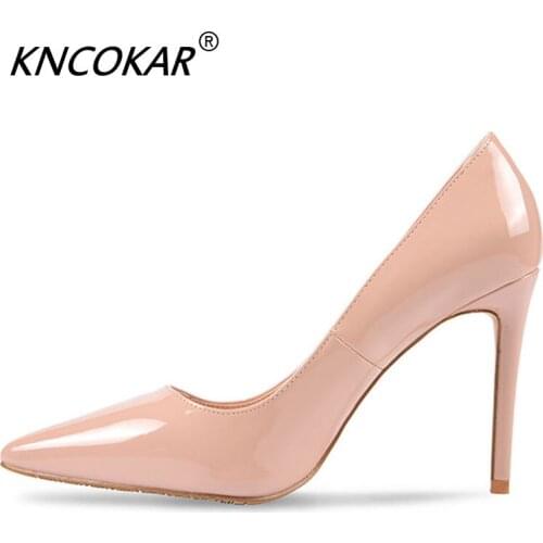 Spring New Sexy Genuine Leather Pointed Thin Heel High Heel Single Shoe Shallow Mouth Casual Fashion Womens Shoes 35-41