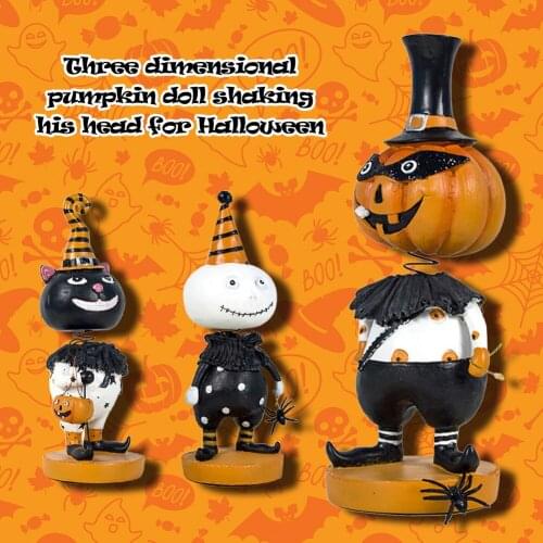 Easter 3D Decorations Halloween Cartoon Witch Pumpkin Ornament Resin Tricky Toy DIY Home Party Photobooth Props