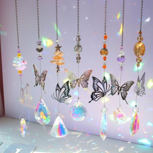 Crystal Wind Chime Star Moon Pendant Geometric Sun Sun Catchers Gold Plated Hanging Drop for Garden Window Wedding Curtain Decor