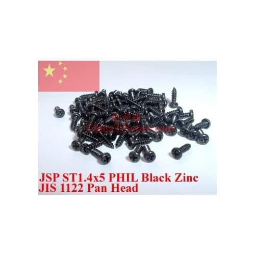 Self Tapping screws ST1.4x5 Pan HeadPHIL Black Zinc ROHS 100 pcs