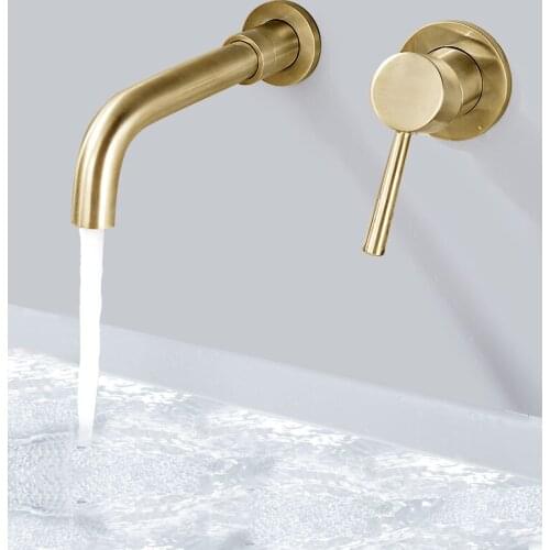 Basin Faucet Bath Mixer Bathroom Sink Tap Wall Mount Brass Matt Black With Single Handle Hot Cold Water White Rose Gold Set