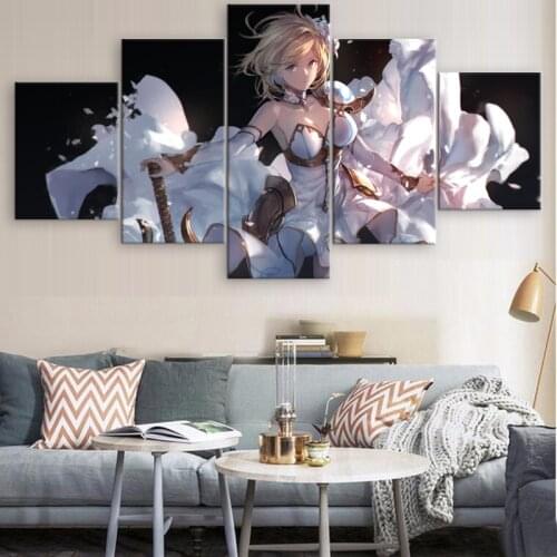 5 Piece Modern Granblue Fantasy Anime Home Decor HD Print Wall Art Canvas Art For Living Painting Wall Art Home Painting Artwork