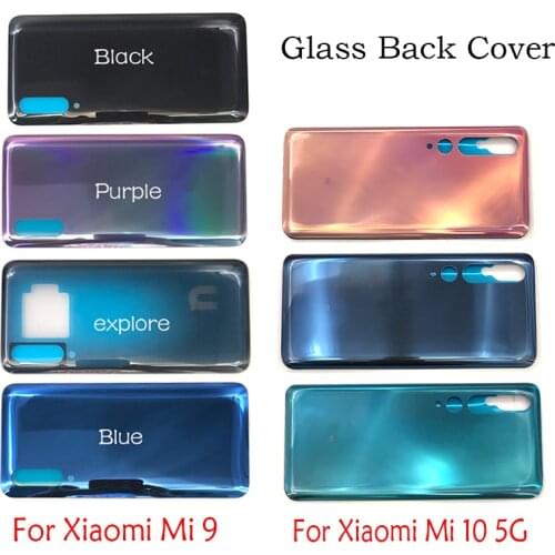 10pcs/lots Glass Back Cover For Xiaomi Mi 8 /Mi 9 / Mi 10 5G Battery Door Housing Battery Back Cover With Adhesive