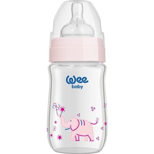 180 ML Wide Mouth Heat Resistant Glass Baby Bottle-Pink