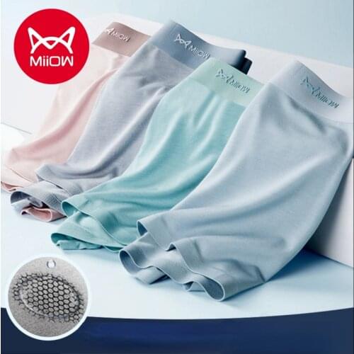 MiiOW Mens Underwear Mens Cotton Crotch Modal Boxers Breathable Mens Traceless Large Boxers Mens Pants