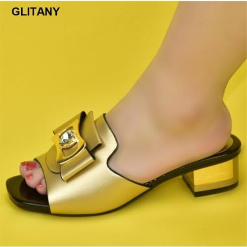 Latest African Party Pumps Plus Size Women Shoes 43 Luxery Shoes Women Italian Women Party Shoes Decorated with Rhinestone