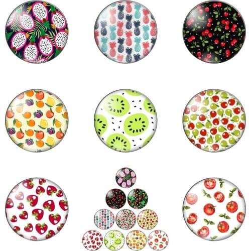 Delicious Fruits Strawberry Cherry Watermelon 12mm/20mm/25mm/30mm Round Photo Glass Cabochon Demo Flat Back Making Findings