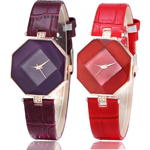 Womens Dress Watch 2019 New Fashion Creative Purple Leather Watchband Quartz Watches Female Girls Lady Clock Zegarek Damski
