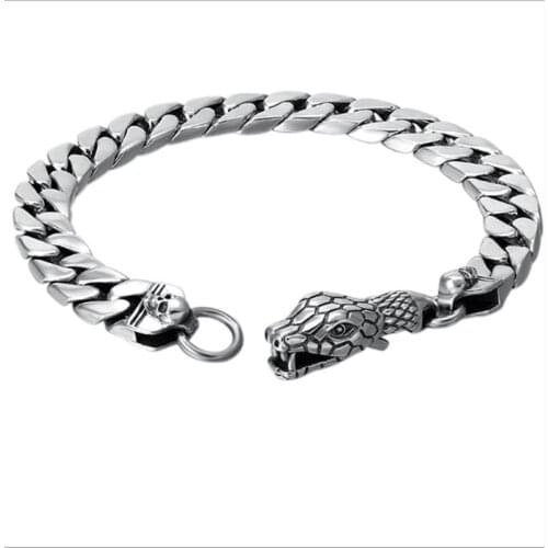 925 Sterling Silver Jewelry Bracelets for Women Men Vintage S925 Width 8mm Solid Thai Silver Chain Charms Bracelets & Bangles