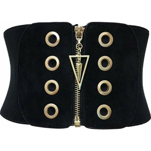 Women High Waist Daily Breathable Body Shaping Corset Belt Tummy Slimming Black Elastic Soft Zipper Closure Ultra Wide Fashion