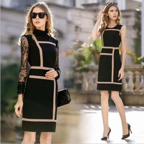 Size Summer Black Plus Dresses Women Party Office Lady dress XS-4XL Fashion Slim High Quality Ladys Clothing Free Shipping