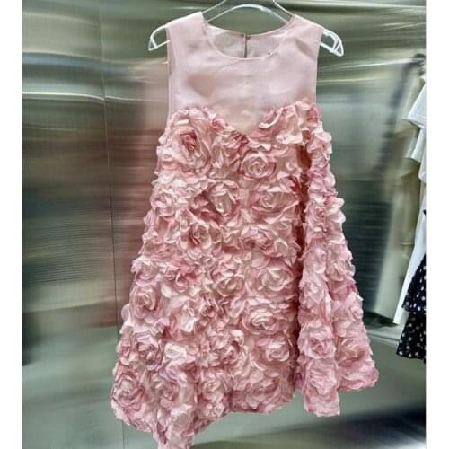 New Summer Dress Women Sleeveless 3D Floral Elegant Chiffon Dresses Vestidos