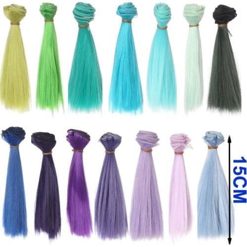 1pcs hair refires bjd hair 15cm*100CM blue green purple color short straight wig hair for 1/3 1/4 BJD diy