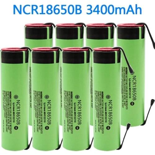 100% original NCR18650B 3.7V 3400mAh 18650 rechargeable lithium battery for 18650 battery + DIY nickel piece