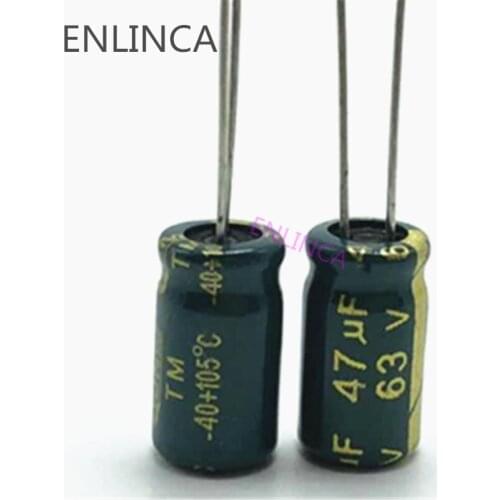 110pcs/lot Q07 high frequency low impedance 63v 47UF aluminum electrolytic capacitor size 6*12 47UF 63v 20