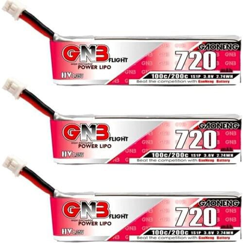 3PCS GAONENG GNB 1S 720mah 3.8V 100C HV Long Fly Time Lipo Battery for Quadcopter FPV Drone Helicopter Aircraft RC Drone
