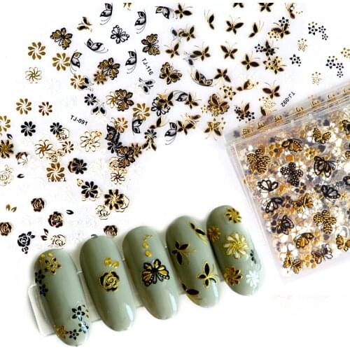 30pcs Nail 3D Butterfly Flower Sticker Holographic Relief Stamping Nail Foil Sticker Charms Self-Adhesive DIY UV Gel Decals