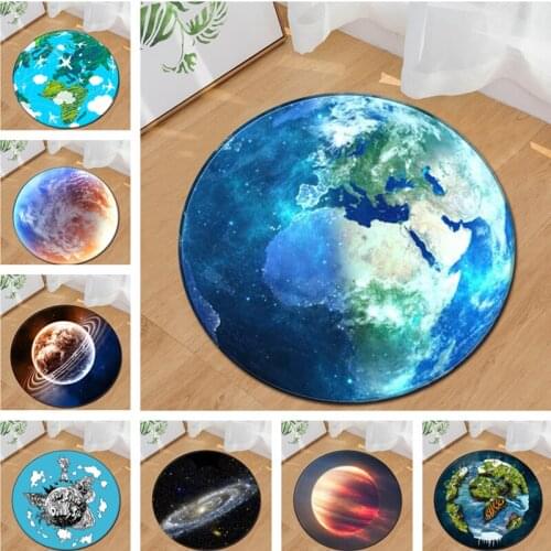 3D Planets round carpet Kids livingroom and bedroom area rugs Earth children play mat chair parlor kitchen Door Floor Bath Mats