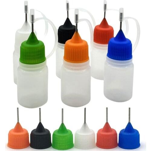 Wholesale 50/Pcs Empty Metal Needle Bottle LDPE 5ML Plastic Needle Bottles With Screw Metal Needle Cap Liquid Free Shipping
