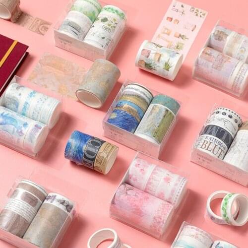7Pcs/Set Retro Stamp Washi Tape Van Gogh Hand Account Masking Tape Cute Photo Album Diary DIY Decoration Stickers Easy To Tear