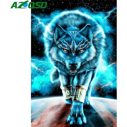 AZQSD Wolf Diamond Painting Full Square Handmade Picture Of Rhinestones Diamond Embroidery Animal Fantasy Home Decor Gift