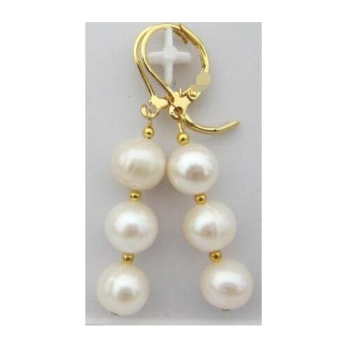 Noble jewelry Pictures real photos pink pearl Earrings 14K/20 YELLOW GOLD hook free shipping
