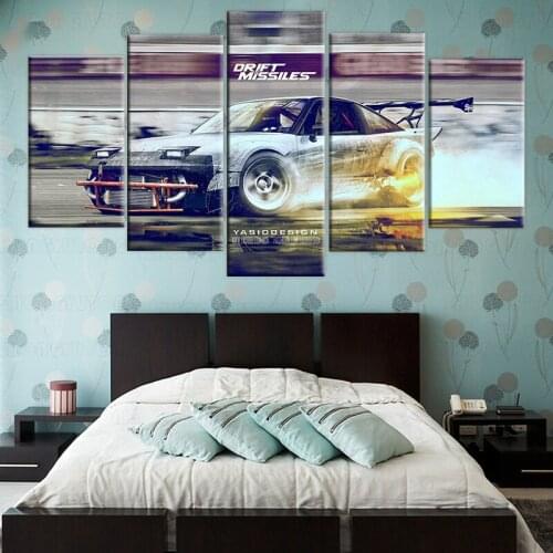 5 piece canvas painting sports car drift speedhunter HD poster and print canvas painting for living room decor frame