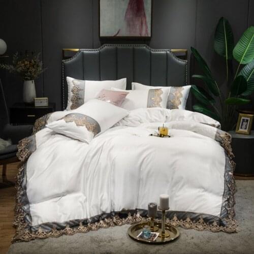 2021 Luxury 2 or 3 or 4pcs Lace Bedding Set Duvet Cover Set with Flat Sheet Zipper Closure Twin Queen King