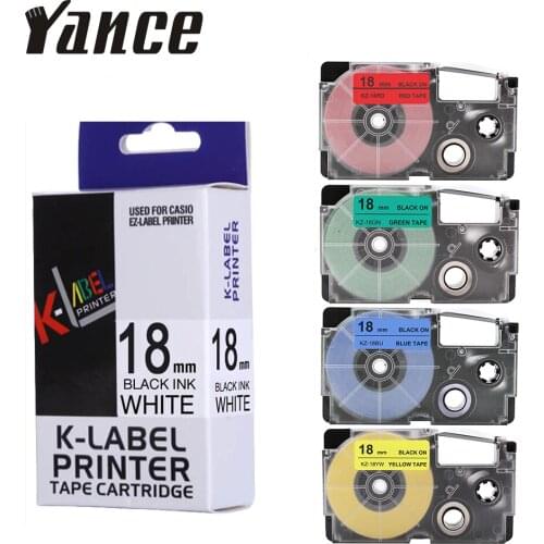 Yance Compatible Casio XR-12WE XR-9WE XR-18WE XR-12RD XR-12YW XR-18YW label tape for KL-60 KL-60SR KL120 Label Maker machine