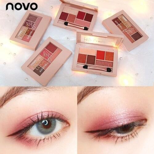 NOVO Makeup Eyeshadow Palette Silky 6 Colors Eye Makeup Glitter Shimmer Matte Earth Color Korean Cosmetics Eyeshadow Palette