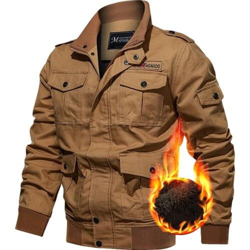 Pop Pop men winter military jacket cotton Thick bomber jacket coat pilot air force casual jackets clothing Wool liner Plus size