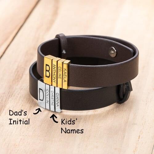 Yonney Wholesale Personalized Mens Hand Bracelets Gift Accessories Father Anniversary Birthday Gift 1 TO 10 Names 3 Color