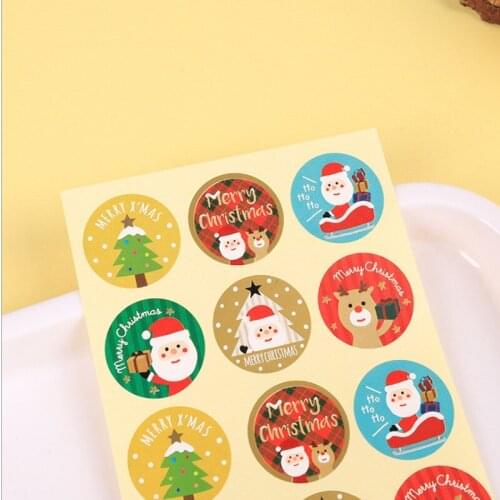 1200pcs 3.3cm Round Scrapbook Merry Christmas Baking Holiday Decoration Scrapbook Packaging DIY Gift Sealing Sticker Wholesale