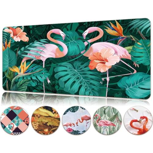 Non-slip Large Gaming Mouse Pad Flamingo Pattern Computer Mousepad High Quality PU Leather Desk Mat Computer Keyboard Mouse Pad