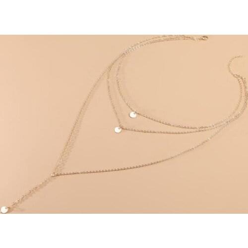 Punk Girl Necklace Boho Style 2021 Fashion New All-match Small Sequin Disc Multilayer Long Tassel Necklace Women Best Friends