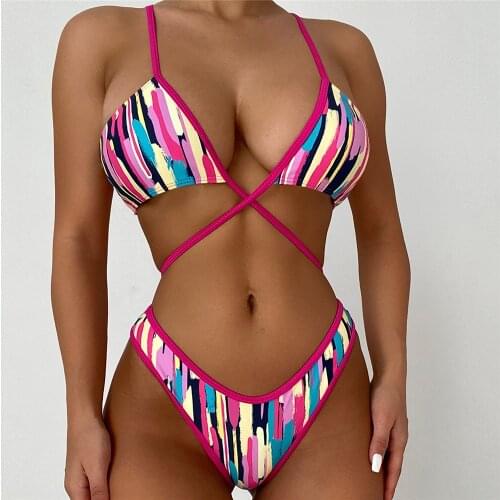 Sexy Colorful String Bikini Tanga Mujer 2021swimwear Women Swimsuit Brazilian Thong Two Piece Bikinis Set Bathing Suit Biquinis