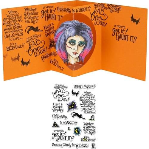 Halloween Sentiment Letter Clear Stamps for DIY Scrapbooking Crafts Cards Making Decor Transparent Stempels New Silicone Seal