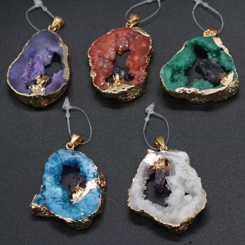 Rainbow Irregular Crystal Pendant Charms For DIY Necklace Handiwork Sewing Craft Jewelry Accessory Making