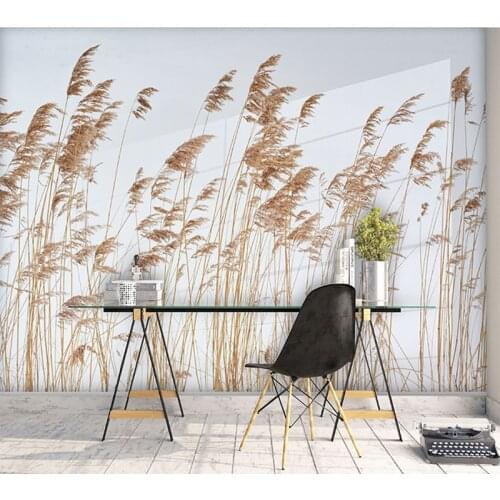 Realistic Chinese Style Wall Sticker 3D Reed Wall Pictures for Living Room Fresh Artistic Conception Posters Wallpaper
